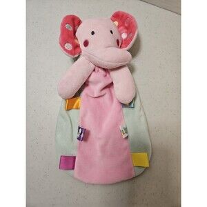 Taggies Pink Teal Blue Green elephant security blanket LOVEY with rattle Baby